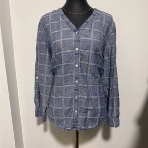 Chico's‎ Blue Checkered Women’s Blouse